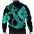 Hawaiian Anchor Poly Tribal Hibiscus Polynesian Bomber Jacket Turquoise - AH - Polynesian Pride