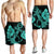 Hawaiian Anchor Poly Tribal Hibiscus Polynesian Men's Shorts Turquoise - AH - Polynesian Pride