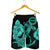 Hawaiian Anchor Poly Tribal Hibiscus Polynesian Men's Shorts Turquoise - AH - Polynesian Pride