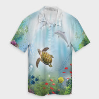 Hawaiian Animal In The Ocean Polynesian Hawaiian Shirt - AH Unisex Black - Polynesian Pride