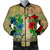 Hawaiian Blue And Red Hibiscus Polynesian Bomber Jacket - AH Black Unisex - Polynesian Pride