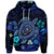 Hawaiian Blue Ocean Honu and Flowers Hoodie - Polynesian Pride