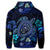 Hawaiian Blue Ocean Honu and Flowers Hoodie - Polynesian Pride