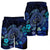 Hawaiian Blue Ocean Honu And Flowers Men's Shorts AH - Polynesian Pride