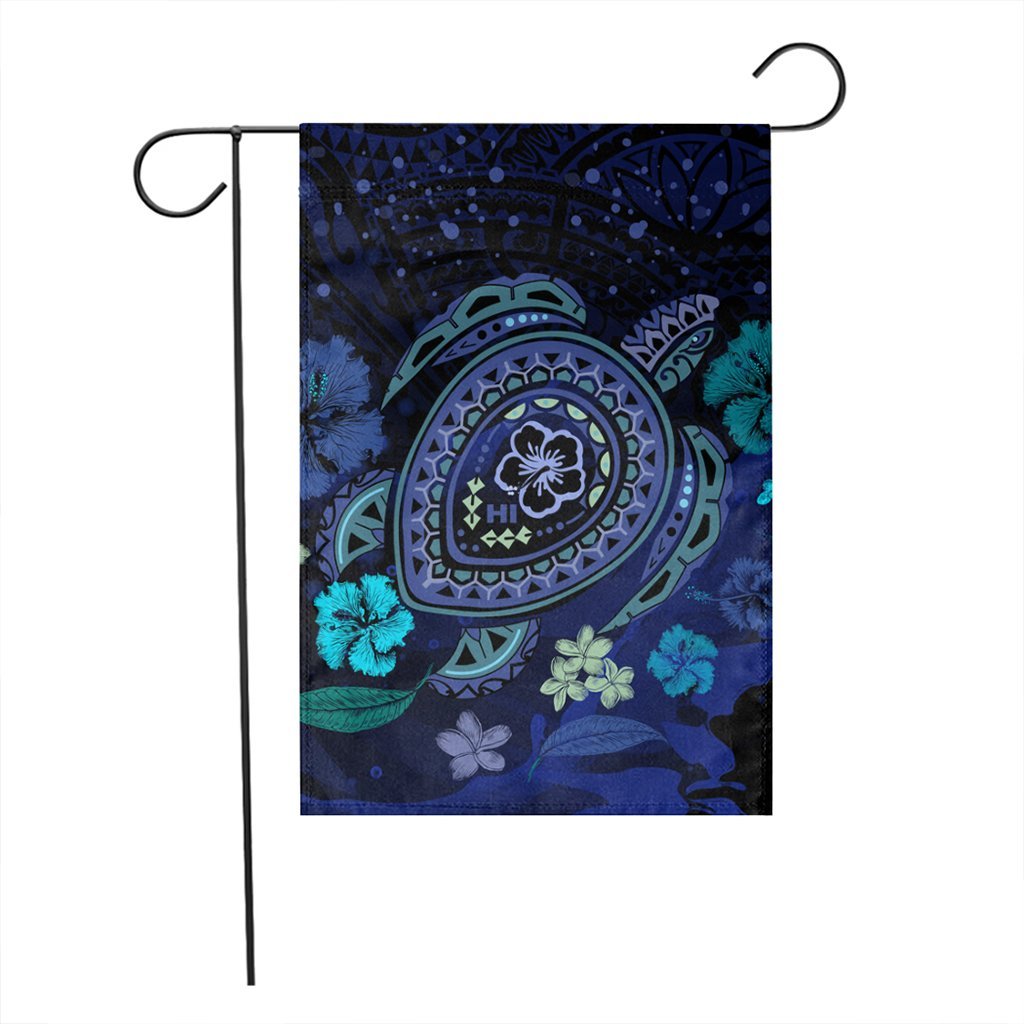 Hawaiian Blue Ocean Honu And Flowers Flag AH - Polynesian Pride