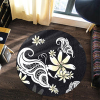 Hawaiian Butterfly Plumeria Polynesian Round Carpet - AH - Polynesian Pride