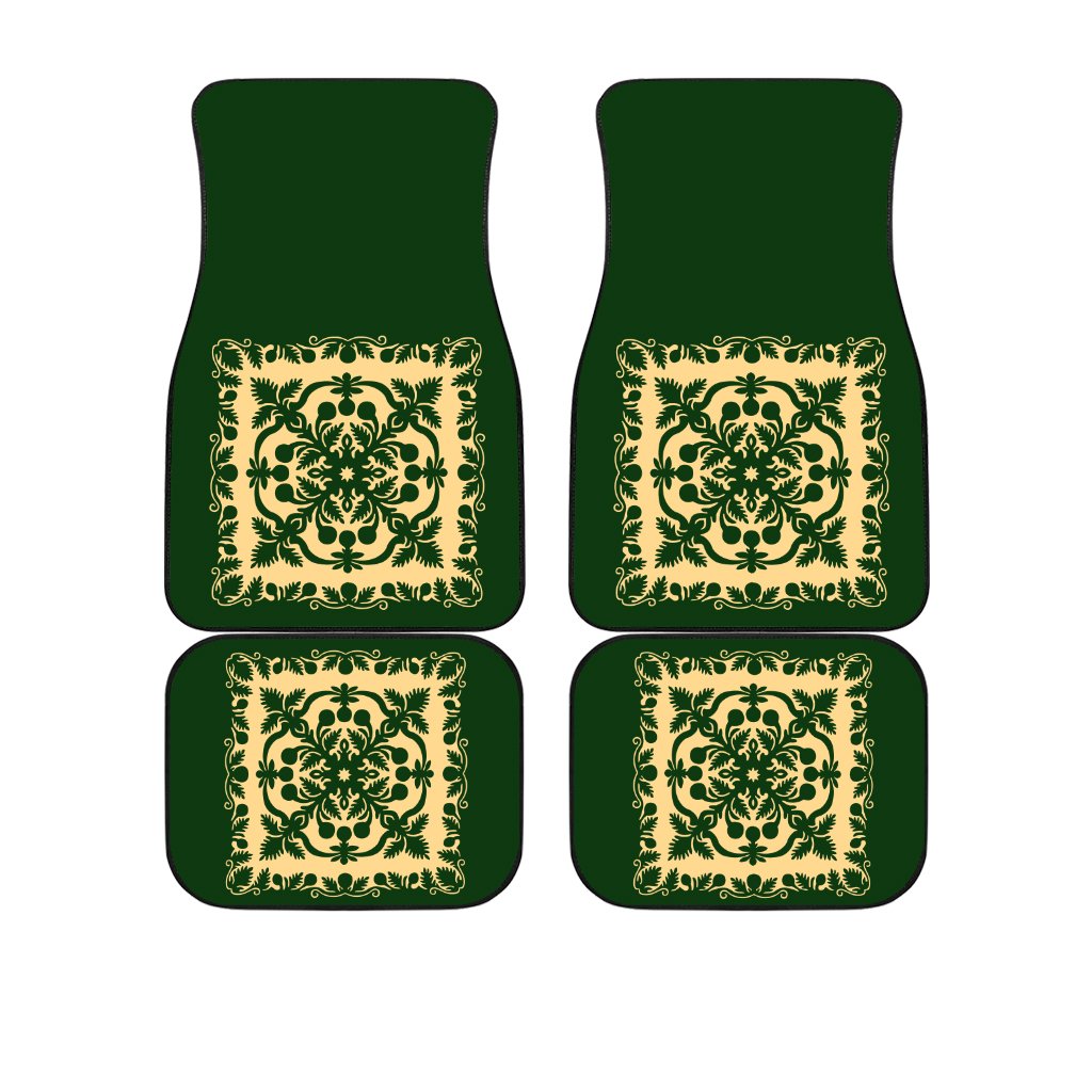 Hawaiian Car Floor Mats Royal Pattern - Emerald Green Green One Size - Polynesian Pride