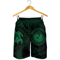 Hawaiian Coat Of Arms Turtle Polynesian Men's Shorts Green AH - Polynesian Pride