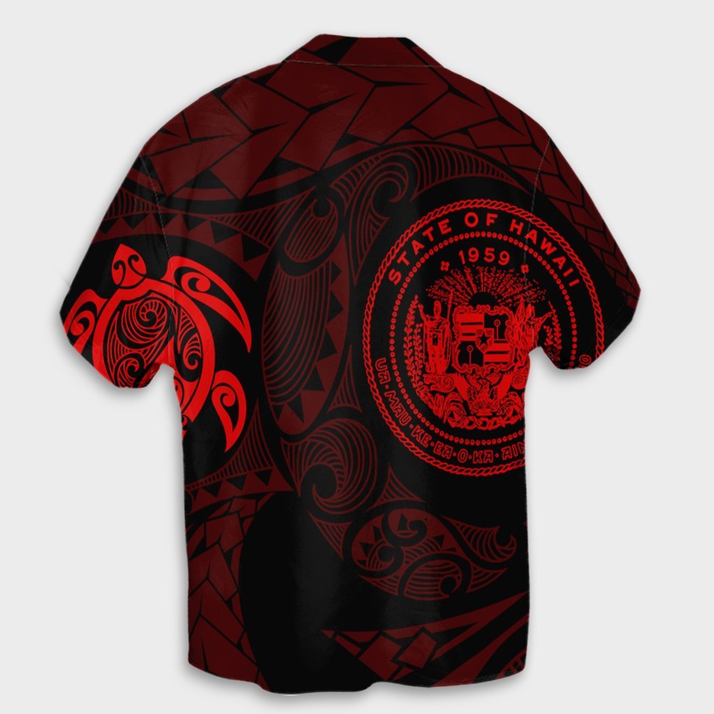 Hawaiian Coat Of Arms Turtle Polynesian Hawaiian Shirt Red AH - Polynesian Pride