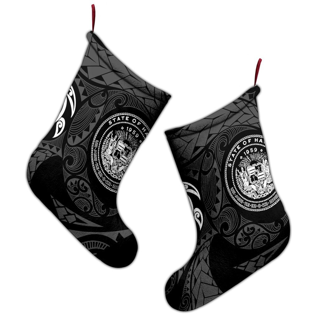 Hawaiian Coat Of Arms Turtle Polynesian Christmas Stocking White AH - Polynesian Pride
