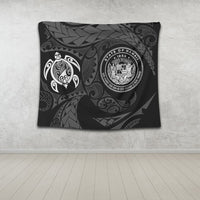 Hawaiian Coat Of Arms Turtle Polynesian Tapestry White AH - Polynesian Pride