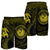 Hawaiian Coat Of Arms Turtle Polynesian Men's Shorts Yellow AH - Polynesian Pride