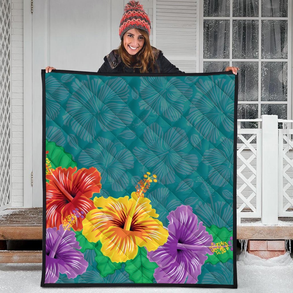 Hawaiian Colorful Hibiscus Polynesian Premium Quilts - AH - Polynesian Pride