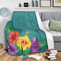 Hawaiian Colorful Hibiscus Polynesian Premium Blankets - AH - Polynesian Pride