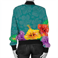 Hawaiian Colorful Hibiscus Polynesian Bomber Jacket - AH - Polynesian Pride