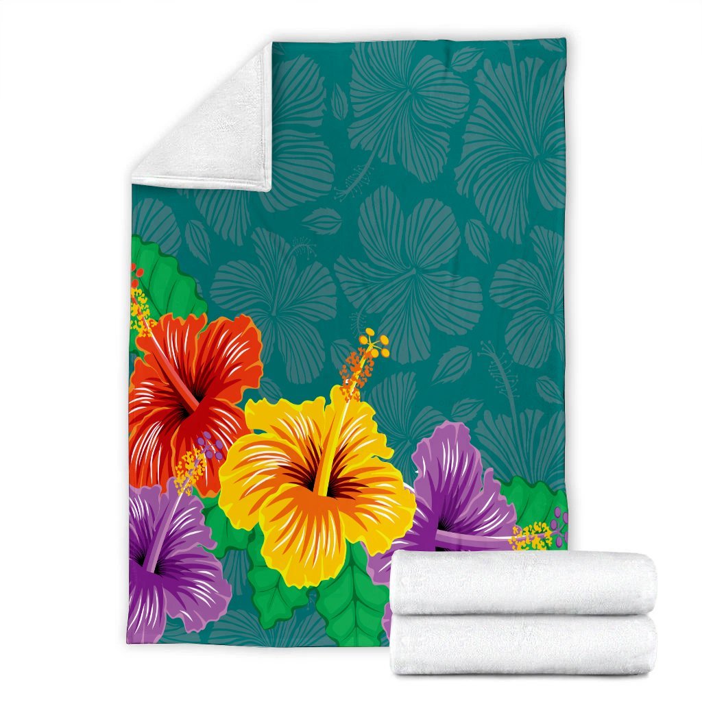 Hawaiian Colorful Hibiscus Polynesian Premium Blankets - AH - Polynesian Pride