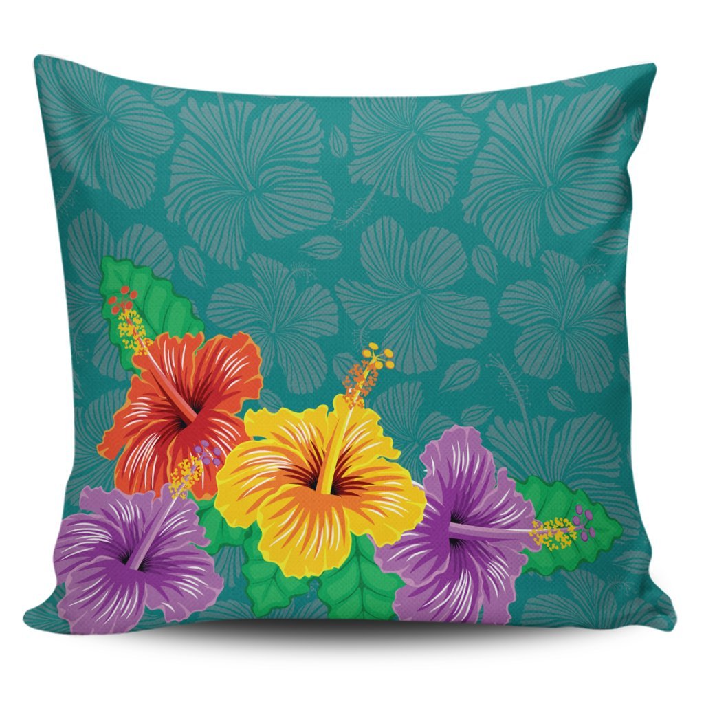 Hawaiian Colorful Hibiscus Polynesian Pillow Covers - AH Pillow Covers Black - Polynesian Pride