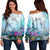 Hawaiian Dolphins Play The Ocean Polynesian Women's Off Shoulder Sweater - AH Black - Polynesian Pride