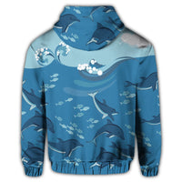 Hawaiian Dolphins Polynesian Zip Hoodie - Polynesian Pride