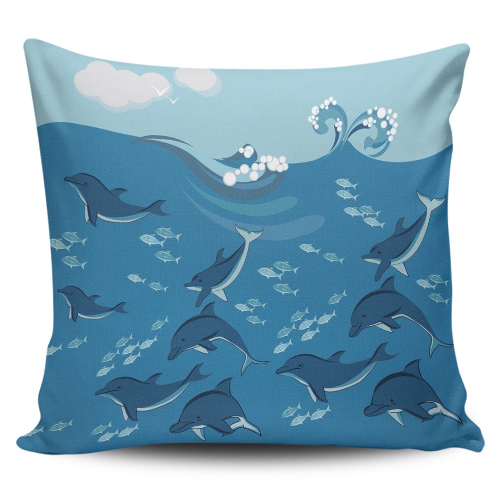 Hawaiian Dolphins Polynesian Pillow Covers - AH Pillow Covers Black - Polynesian Pride