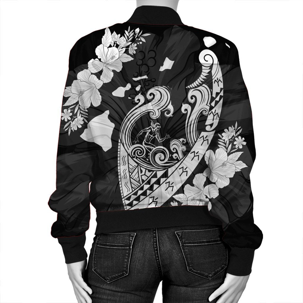 Hawaiian Fish Hook Hibiscus Banzai Surfing Polynesian Bomber Jacket - AH - Polynesian Pride