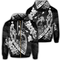 Hawaiian Fish Hook Hibiscus Banzai Surfing Polynesian Zip Hoodie Unisex Art - Polynesian Pride