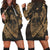 Hawaiian Fish Hook Hibiscus Banzai Surfing Polynesian Hoodie Dress Gold - AH Black - Polynesian Pride