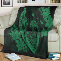Hawaiian Fish Hook Hibiscus Banzai Surfing Polynesian Premium Blankets Green - AH - Polynesian Pride