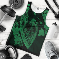 Hawaiian Fish Hook Hibiscus Banzai Surfing Polynesian Tank Top Green - AH - Polynesian Pride