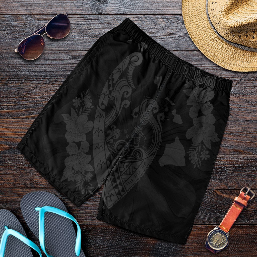 Hawaiian Fish Hook Hibiscus Banzai Surfing Polynesian Men's Shorts Grey - AH Art - Polynesian Pride