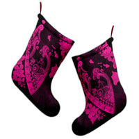 Hawaiian Fish Hook Hibiscus Banzai Surfing Polynesian Christmas Stocking Pink - AH - Polynesian Pride