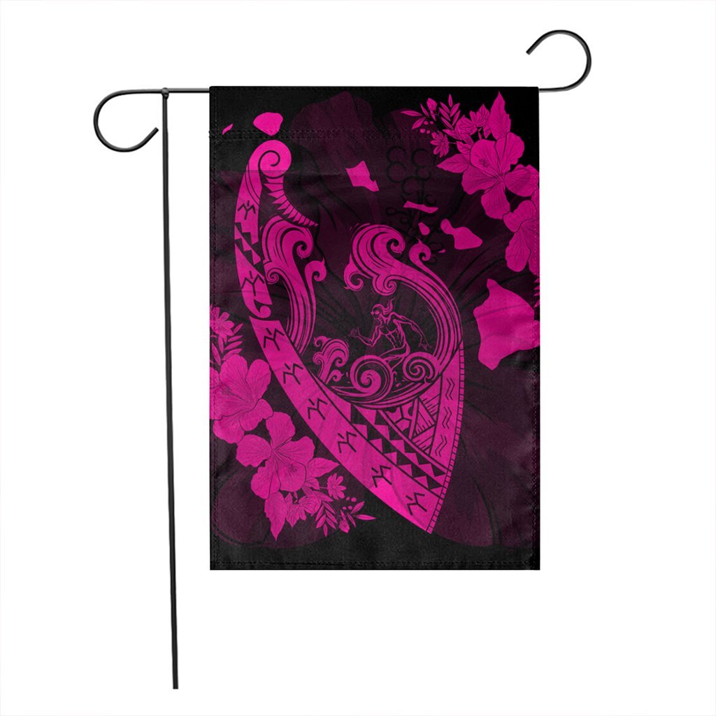 Hawaiian Fish Hook Hibiscus Banzai Surfing Polynesian Flag Pink - AH - Polynesian Pride