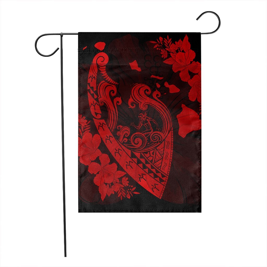 Hawaiian Fish Hook Hibiscus Banzai Surfing Polynesian Flag Red - AH - Polynesian Pride