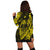 Hawaiian Fish Hook Hibiscus Banzai Surfing Polynesian Hoodie Dress Yellow - AH - Polynesian Pride