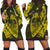 Hawaiian Fish Hook Hibiscus Banzai Surfing Polynesian Hoodie Dress Yellow - AH Black - Polynesian Pride