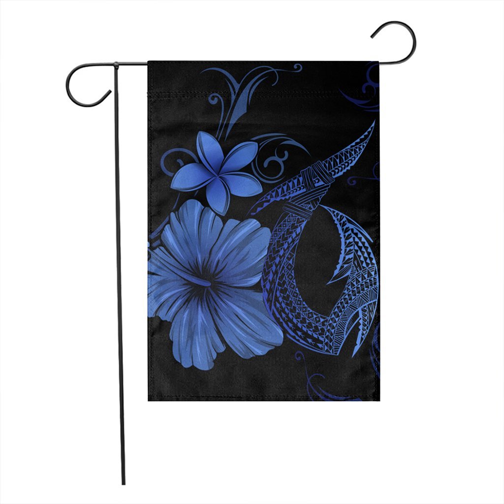 Hawaiian Fish Hook Hibiscus Plumeria Polynesian Flag - Blue - AH - Polynesian Pride