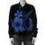 Hawaiian Fish Hook Hibiscus Plumeria Polynesian Bomber Jacket - Blue - AH - Polynesian Pride