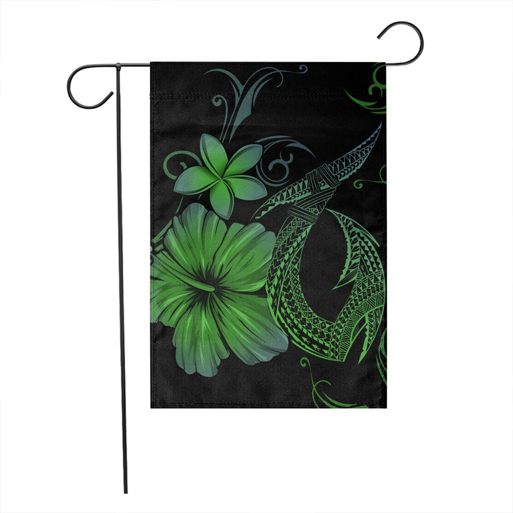 Hawaiian Fish Hook Hibiscus Plumeria Polynesian Flag - Green - AH - Polynesian Pride