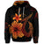 Hawaiian Fish Hook Hibiscus Plumeria Polynesian Hoodie Orange - Polynesian Pride