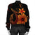 Hawaiian Fish Hook Hibiscus Plumeria Polynesian Bomber Jacket - Orange - AH - Polynesian Pride