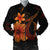 Hawaiian Fish Hook Hibiscus Plumeria Polynesian Bomber Jacket - Orange - AH Black Unisex - Polynesian Pride