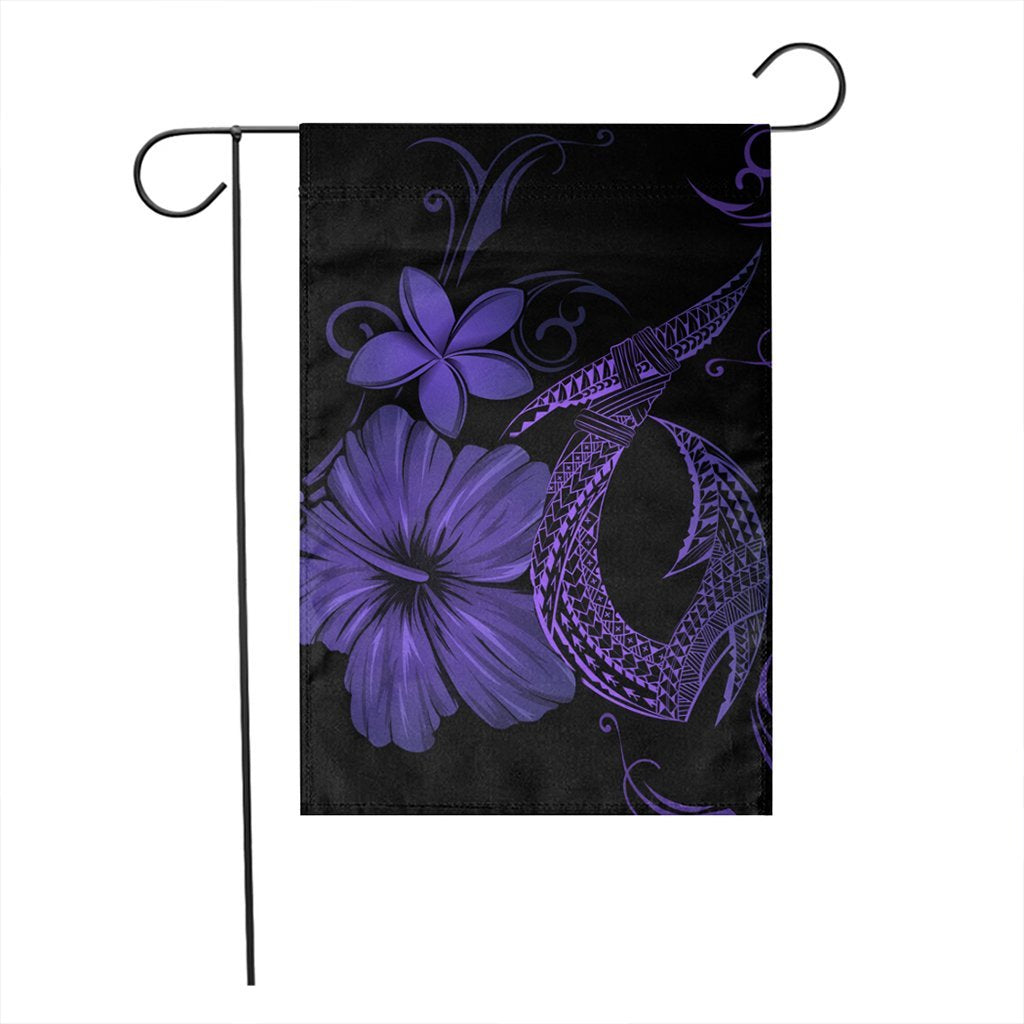 Hawaiian Fish Hook Hibiscus Plumeria Polynesian Flag - Purple - AH - Polynesian Pride