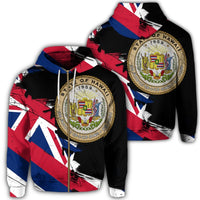 Hawaiian Flag Coat of Arms of Hawaii Polynesian Zip Hoodie Classic Style Unisex Art - Polynesian Pride
