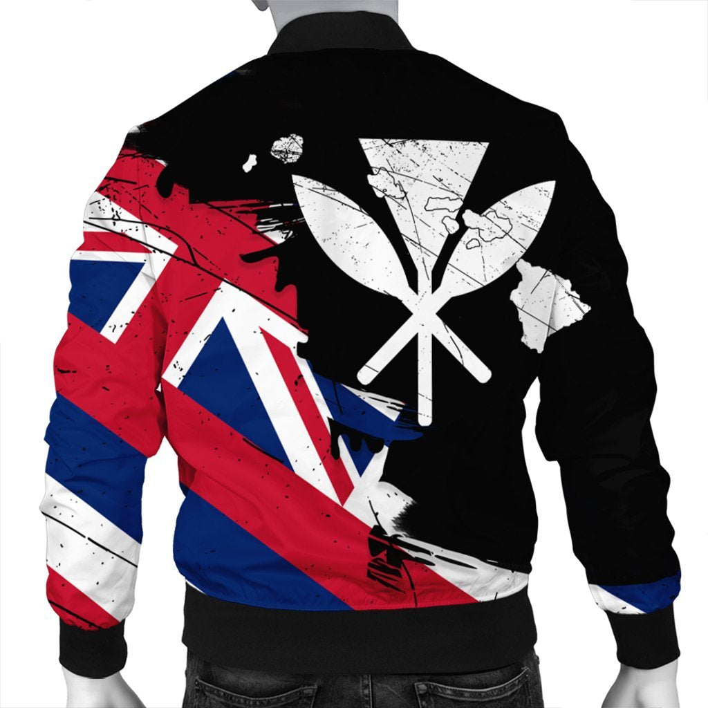 Hawaiian Flag Hawaii Map Kanaka Polynesian Bomber Jacket - Classic Style - Polynesian Pride