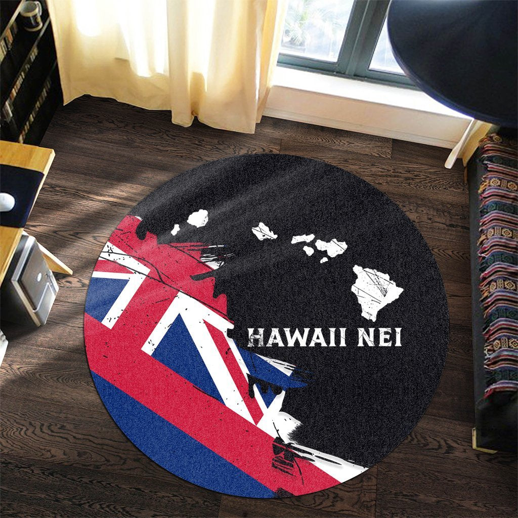 Hawaiian Flag Hawaii Map Nei Polynesian Round Carpet - Classic Style - Polynesian Pride