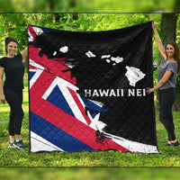 Hawaiian Flag Hawaii Map Nei Polynesian Premium Quilts - Classic Style Black - Polynesian Pride