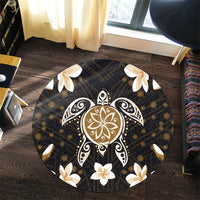 Hawaiian Gold Turtle Plumeria Round Carpet AH - Polynesian Pride