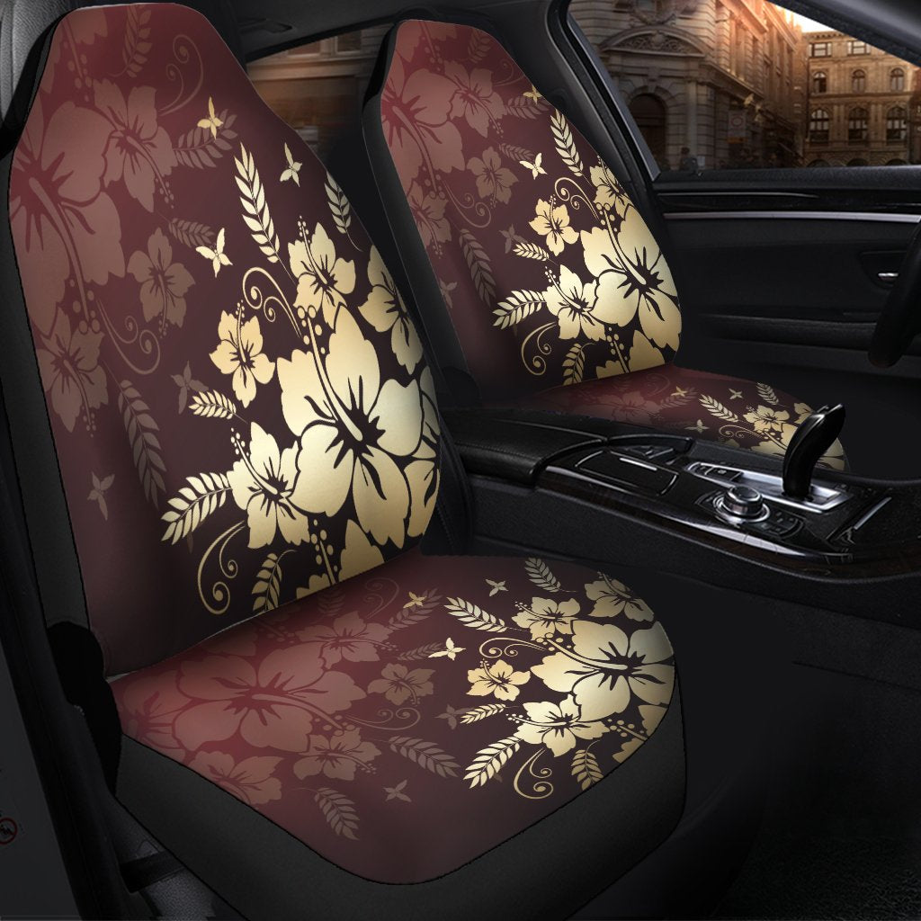 Hawaiian Golden Hibiscus Butterfly Polynesian Car Seat Covers - AH - Polynesian Pride