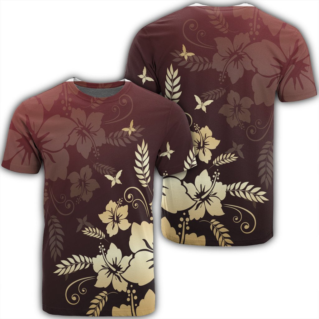 Hawaiian Golden Hibiscus Butterfly Polynesian T Shirt Unisex Black - Polynesian Pride