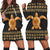 Hawaiian Golden Turtle Hibiscus Plumeria Polynesian Hoodie Dress - AH Black - Polynesian Pride